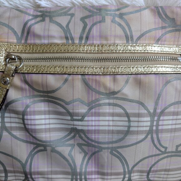 Coach, Tartan Plaid Cream Lavender Grey Signature Fabric Crossbody Bag - Picture 6 of 16